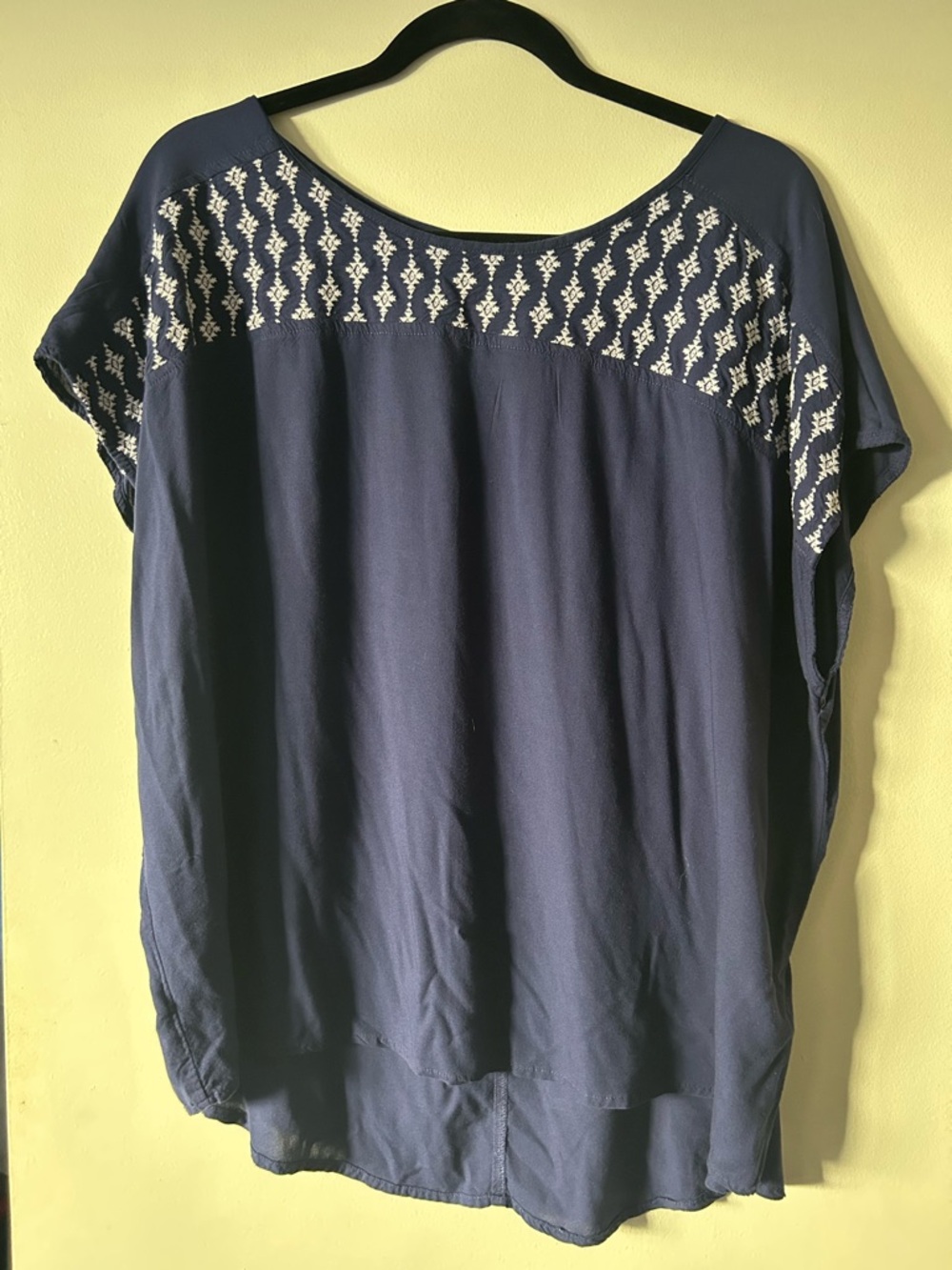 Ariat Navy Blue Embroidered Yoke Short Sleeve Blouse